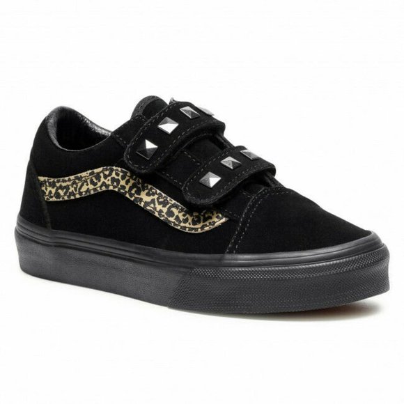 NWOT Sz-3 Youth Vans-Black Suede w/πPrint & Small Studs-4 Grade School Age Kidsπ - Picture 16 of 16